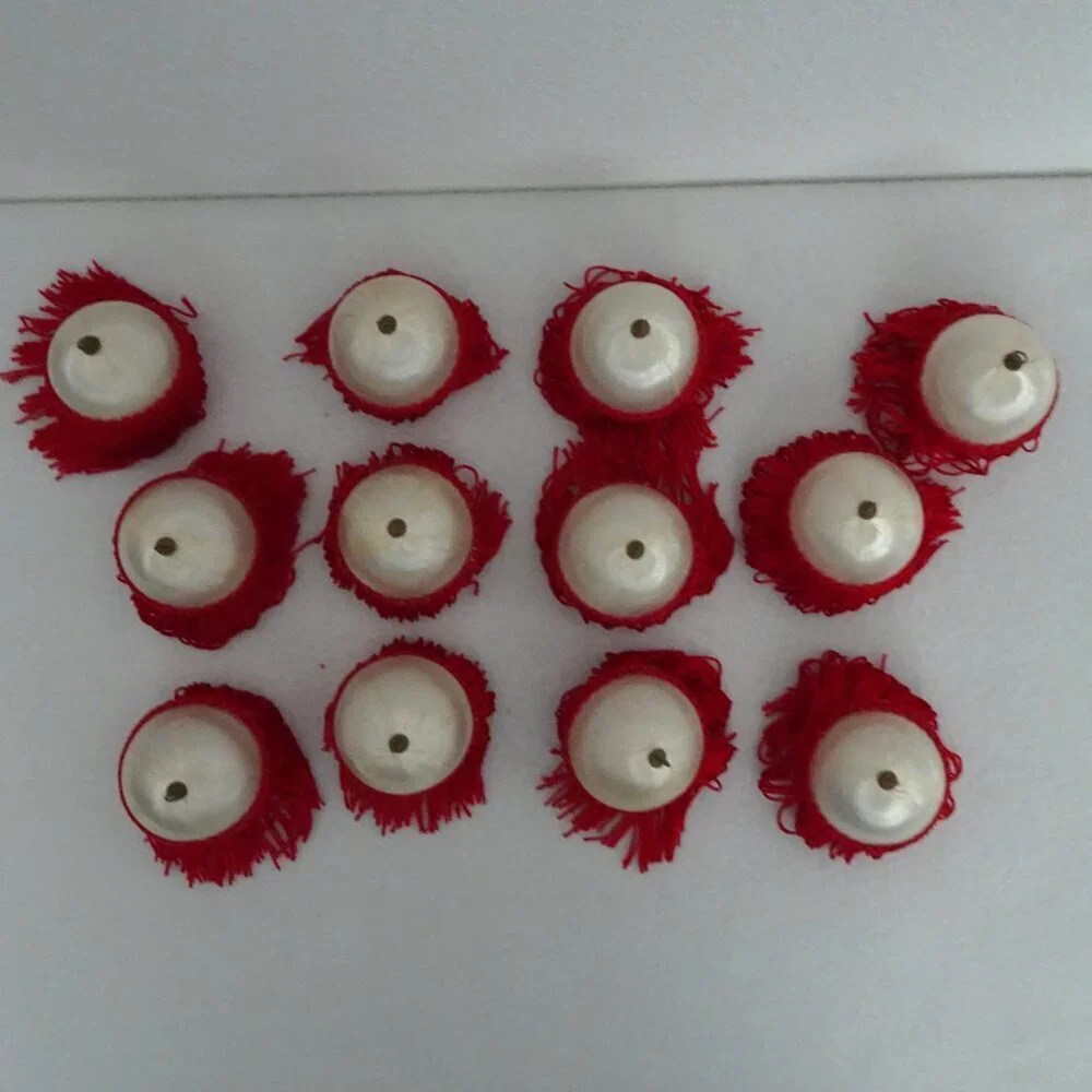 Vintage 12 Satin Ball Ornaments with Fringe Handmade Christmas Holiday Festive